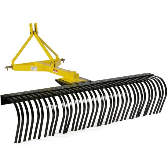 Titan Attachments 5-Ft Landscape Rake for Compact Tractors, Quick Hitch Compatible Tow-Behind Garden Tool