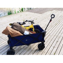 Portal Collapsible Folding Utility Wagon Cart with 8 inches Wheels Telescoping Handle for Outdoor Garden and Beach Use,Blue