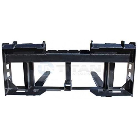 Titan Attachments Skid Steer 42 in Pallet Fork Frame 2 in Trailer Hitch Receiver for Bobcat Case Kubota 3 Point Tractor