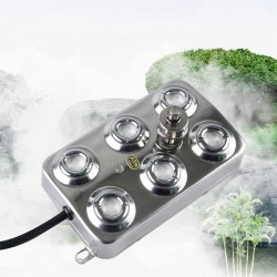 SKYTOU Mist Maker Fogger, 6 Head Ultrasonic Fog Machine 304 Stainless Steel with Transformer for Greenhouse Garden Lawn and Pond