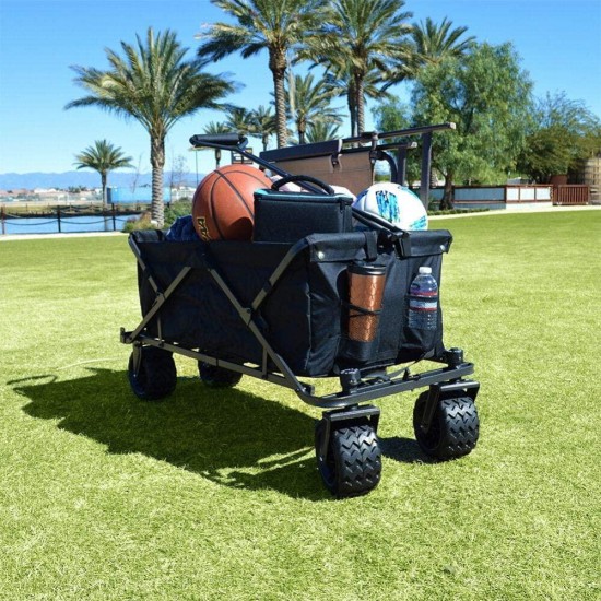 Impact Canopy Folding Collapsible Utility Wagon, Extra-Large Wagon with All-Terrain Wheels, Black