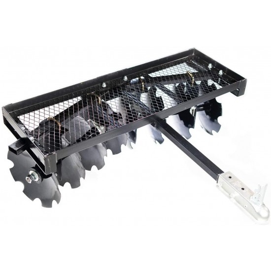 Titan Distributors Inc. 4-Ft Notched Disc Harrow Attachment Pull Behind for ATV and UTV 2-in Towball Hitch