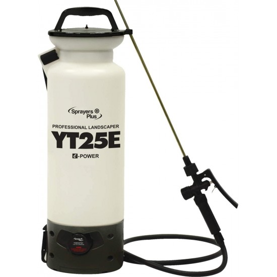 YT25E Battery Sprayer - 12V Lithium-ion with Viton Seals & O-Ring, Brass Wand & Nozzle & Shoulder Strap, 2 Gallon