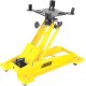 JEGS Low Profile Transmission Jack | 1,000 LBS Capacity | Lift Range 8.5” to 23” | 360 Degrees Pump Handle Rotation | Adjustable Load Support Arms | Yellow Steel Frame With JEGS Logo