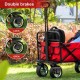 Tintonlife Push and Pull Collapsible Utility Wagon, Heavy Duty Folding Wagon Cart with Removable Canopy&Brakes, 7“ All-Terrain Wheels, Adjustable Cart Handles for Shopping, Picnic, Beach, Camping Red