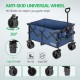 VIVOSUN Folding Collapsible Wagon Utility Outdoor Camping Beach Cart with Universal Wide Wheels & Adjustable Handle, Blue