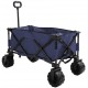 Patio Watcher Collapsible Folding Utility Wagon Cart Outdoor Garden Beach Wagon Camping Shopping Sports Portable Wagon with All Terrain Wheels Large Capacity Heavy Duty, Blue