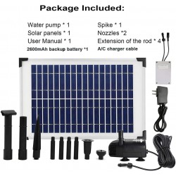 ECO-WORTHY Solar Fountain Water Pump Kit 12W, 160GPH Pump, 12 Watt Solar Panel With Battery Backup and Charge Cable for Sun Powered Fountain, Pond Aeration, Hydroponics, Garden Decoration, Aquaculture