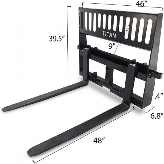 Titan Pallet Fork Attachment for Tractors and Skid Steers, Universal HD 48”