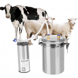 Electric Milking Machine, Vacuum Pulse Pump Stainless Steel Milker 2L Portable Double Heads Milking Device Kit for Sheep Cows Goat (110-240V) (for Cow, US Plug)