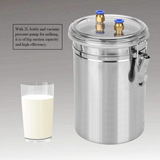 Yosoo 2L Electric Milking Machine Portable Stainless Steel Milker for Sheep Cows (110-240V)