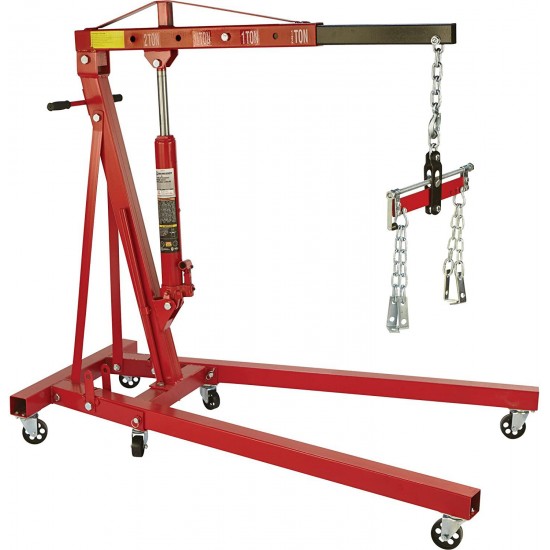 Strongway Hydraulic Engine Hoist with Load Leveler - 2-Ton Capacity, 1in.-82 5/8in. Lift Range