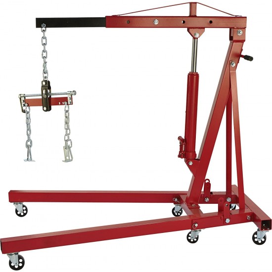 Strongway Hydraulic Engine Hoist with Load Leveler - 2-Ton Capacity, 1in.-82 5/8in. Lift Range