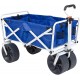 Mac Sports Heavy Duty Collapsible Folding All Terrain Utility Beach Wagon Cart, Blue/White