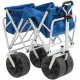 Mac Sports Heavy Duty Collapsible Folding All Terrain Utility Beach Wagon Cart, Blue/White