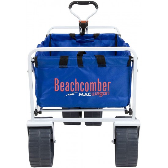 Mac Sports Heavy Duty Collapsible Folding All Terrain Utility Beach Wagon Cart, Blue/White