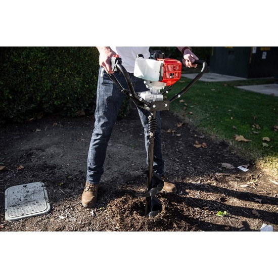 XtremepowerUS 43cc Gas Posthole Digger One Man Auger Post Hole Digging Fence Post Dirt Tree with 8