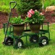 Sunnydaze Utility Steel Garden Cart, Outdoor Lawn Wagon with Removable Sides, Heavy-Duty 400 Pound Capacity, Green