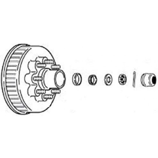 2-Pk 12 in. x 2 Trailer Brake Hub Drum Kit w/Bearings Seal Cap Lugs (6 on 5.5)