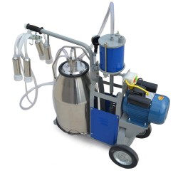 Portable Cow Goat Milking Machine Electric,Auto Milking Machine for Farm Cow Cattle Bucket Vacuum Piston Pump,Low Noise,0.04-0.05Mpa (Adjustable)