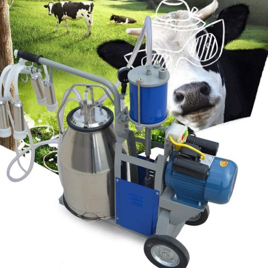 DYRABREST Electric Milking Machine,25L Adjuatable Pulsation Milking Machines with Stainless Steel Milk Tank and Operating Manual,Milking Machine for Cows,1-12 Cattle/Hour