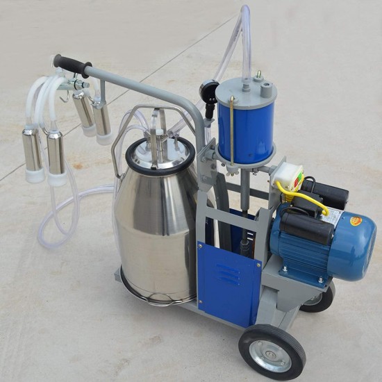 Single Handle Piston Milking Machine Auto Electric Milking Machine with Vacuum Piston Pump for Farm Cow Cattle 24L 10-12 Cows/H