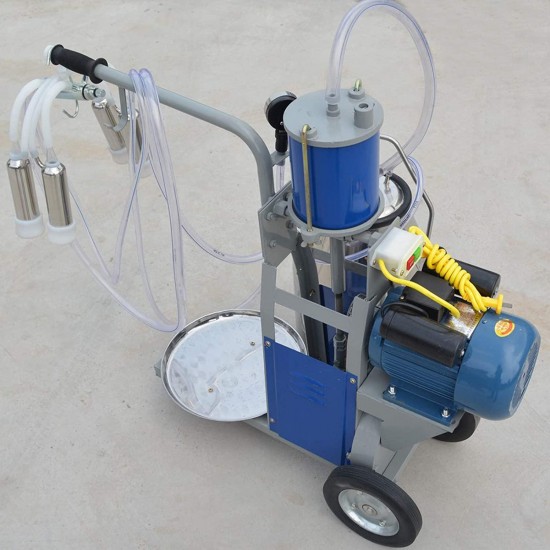 25L Electric Milking Machine Milker 1440 RPM 10-12 Cows per Hour Milker Machine 0.55 KW Milking Equipment,for Farm Cows Goats Sheep 304 Stainless Steel Bucket,Portable Milking Machine,110V