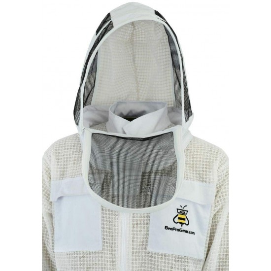 SFVG- 3X Layer Ultra Ventilated Safety with Free Gloves Protective Unisex White Fabric Mesh Beekeeping Suit Beekeeper Suit Outfit Fencing Veil