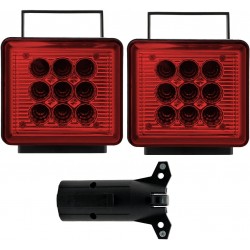 Bully NV-5164 Wireless Trailer Red LED Light Kit with Magnetic Base for RV, Campers, Boats, Farming Equipment, Long Trailers, and Tow Trucks - Requires 12AA Battery