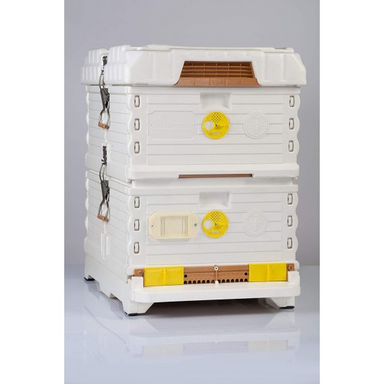 Apimaye Ergo Plus 10 Frame Langstroth Insulated Bee Hive Set with Plastic PRO Frames (White)