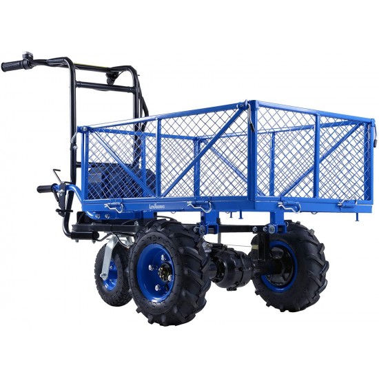 Landworks Utility Service Cart Wheelbarrow Power Wagon Super Duty Electric 48V DC Li-Ion Battery Powered 500LBS Load & 1000LBS+ Hauling Capacity Farm & Garden Dump w/All Purpose Modular Cargo Bed