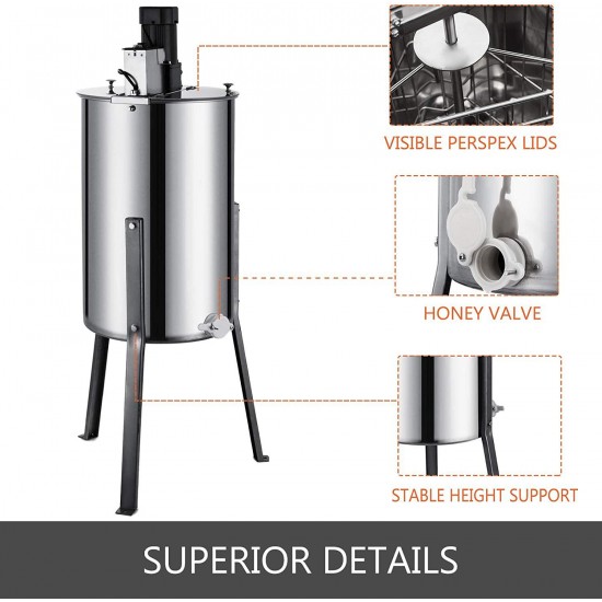 BestEquip Electric Honey Extractor 3 Frame Bee Extractor Stainless Steel Honey Spinner with Stand Beekeeping Equipment