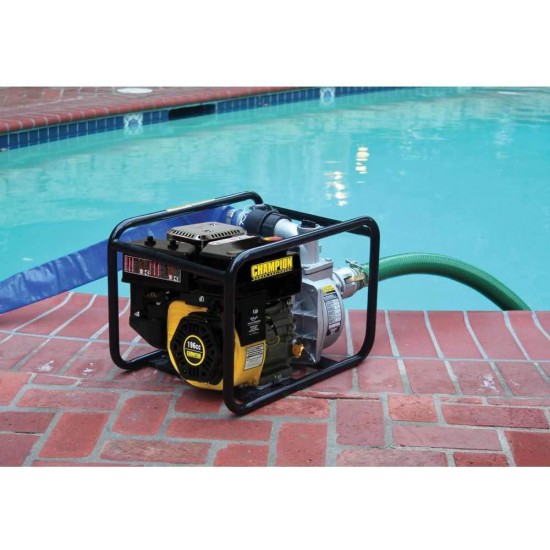 Champion 66520 2-Inch Gas-Powered Semi-Trash Water Transfer Pump with Hose and Wheel Kit