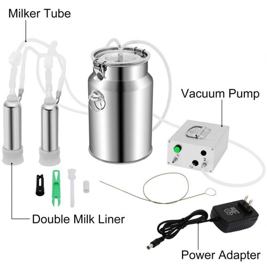 Tolsous Milking Machine 7L Electric Pulsation Vacuum Milking Supplies for Cows Cattle or Sheep Optional Automatic Portable