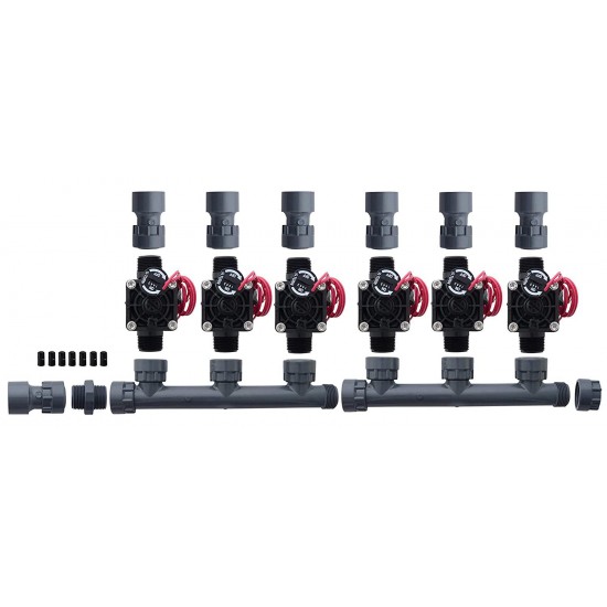 Hunter PGV101-MM 6 Zone Dura Manifold Valve Kit with Flow Control - Slip PGV101G (6 Zone)