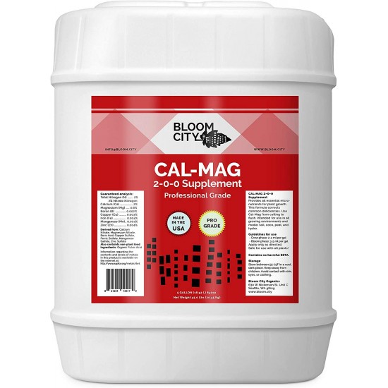 Bloom City Professional Grade Ultra Pure Cal-Mag Growing Fertilizer, 5 Gallon (640 oz)