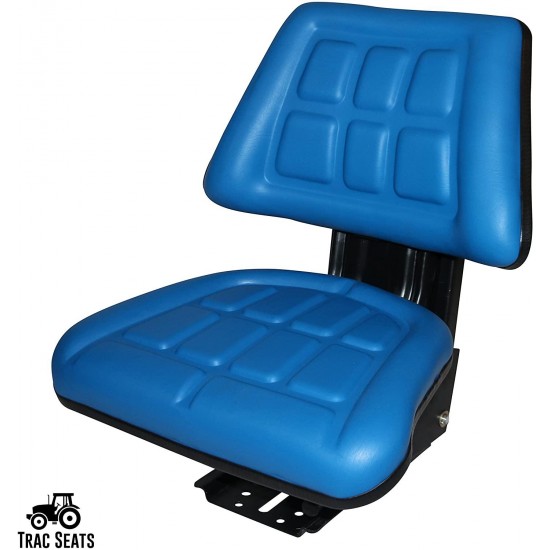 Blue TRAC SEATS Brand TRIBACK Style Universal Tractor Suspension SEAT with TILT FITS Ford/New Holland 4000 4100 4110 4330 4600 4610 (Same Day Shipping - Delivers in 1-4 Business Days)