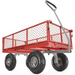 Gorilla Carts GOR800-COM Steel Utility Cart with Removable Sides, 800-lbs. Capacity, Red