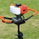 Post Hole Digger, 2-Stroke 52cc Fence Earth Auger Gas Powered Post Hole Digger + 4