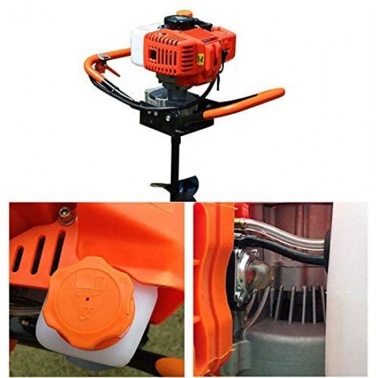 Post Hole Digger, 2-Stroke 52cc Fence Earth Auger Gas Powered Post Hole Digger + 4