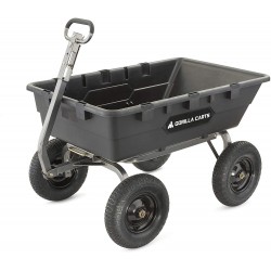 Gorilla Carts GOR10-16 Super Heavy Duty Poly Dump Cart, 1,500-pound Capacity, Black