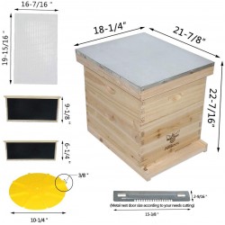 AliBees Bee Hive with 10 Medium &10 Deep Honeycomb Foundation Frames, Includes Cedarwood Frames & Foundation for Beekeeping(2 Layer)