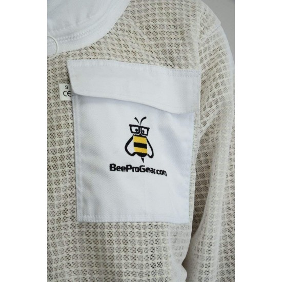 Bee Veil 3 Layer Ultra Ventilated Safety Protective Unisex White Fabric Mesh Beekeeping Jacket Beekeeper Bee Suit Outfit Fency Veil-L