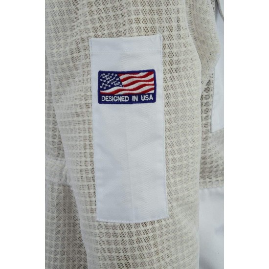 Protective Bee 3 Layer Ultra Ventilated Safety Protective Unisex White Fabric Mesh Beekeeping Jacket Beekeeper Bee Suit Outfit Fency Veil-2XL