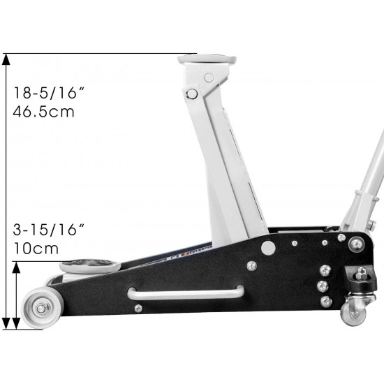 Torin AT830011LB Hydraulic Low Profile Aluminum and Steel Racing Floor Jack with Dual Piston Quick Lift Pump, 3 Ton (6,000 lb) Capacity, Black