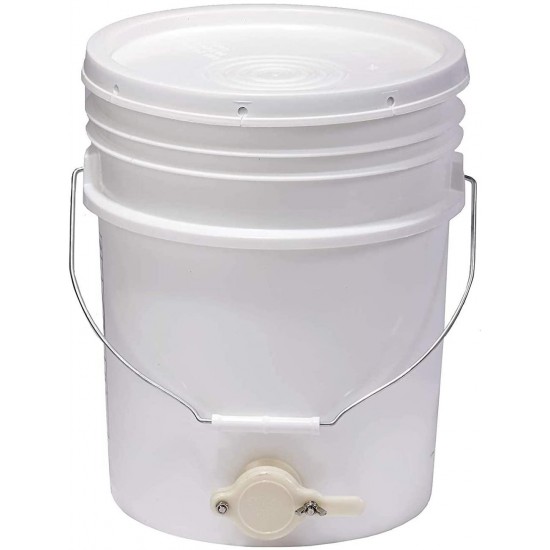 Little Giant BKT5 Plastic Honey Extractor Bucket with Honey Gate Tool for Beekeeping Harvesting, 5 Gallon (6 Pack)