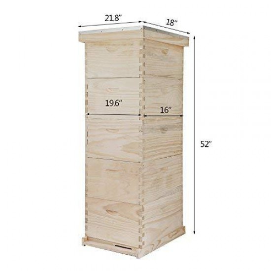 Happybuy 5 Boxes 10-Frame Bee Hive 1 Deep and 4 Medium Box Beehive Frames Langstroth Beehive Box Kit Frames Not Included