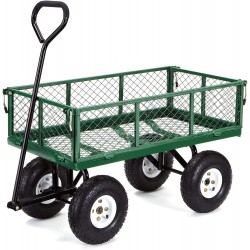 Gorilla Carts GOR400-COM Steel Garden Cart with Removable Sides, 400-lbs. Capacity, Green