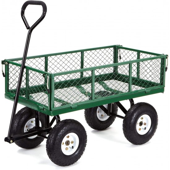 Gorilla Carts GOR400-COM Steel Garden Cart with Removable Sides, 400-lbs. Capacity, Green