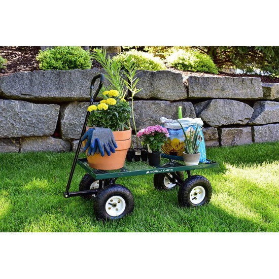 Gorilla Carts GOR400-COM Steel Garden Cart with Removable Sides, 400-lbs. Capacity, Green